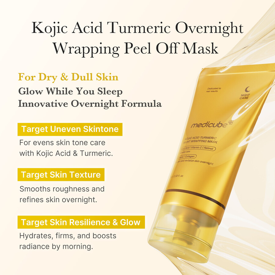 medicube kojicsyre gurkemeje overnight wrap mask