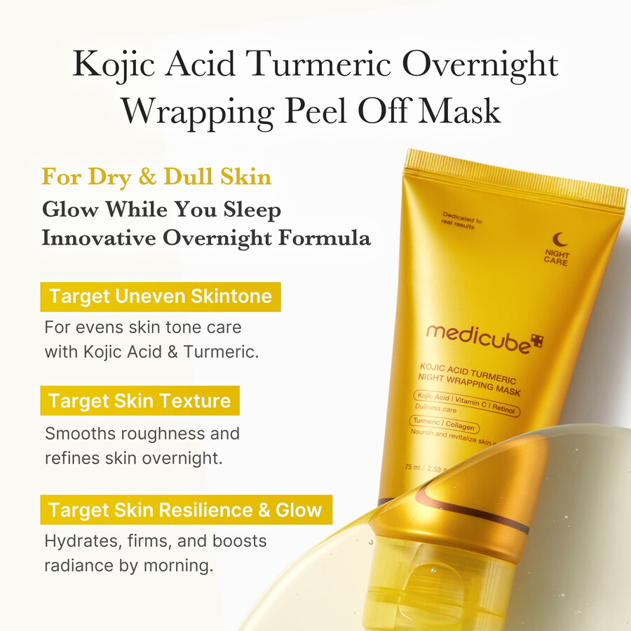 medicube kojicsyre gurkemeje overnight wrap mask