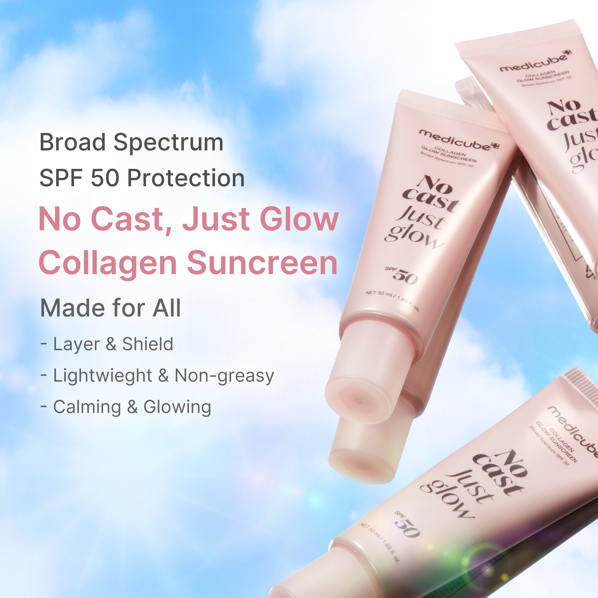 medicube no cast just glow collagen solcreme