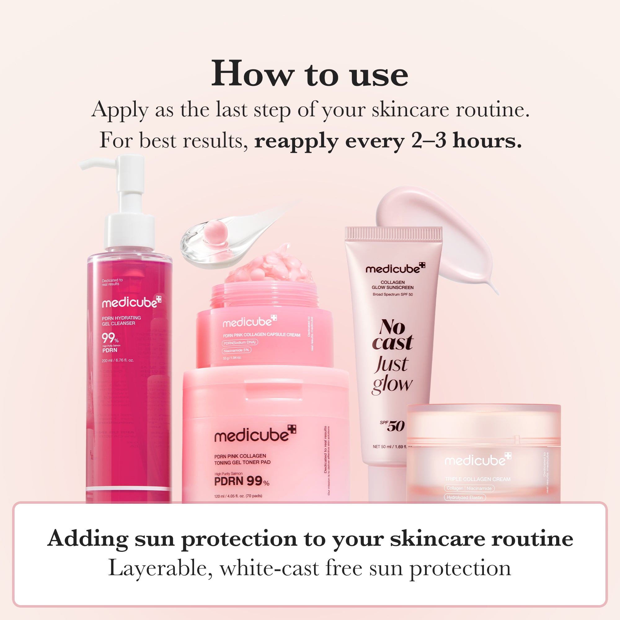 medicube no cast just glow collagen solcreme